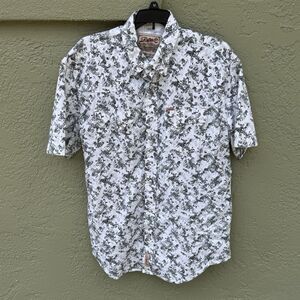 Rafter C Cowboy Collection Pearl Snap XL 32x22 Shirt Black White Paisley Short S